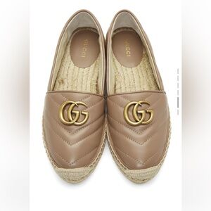Gucci Tan Espadrille Shoes with Iconic Design